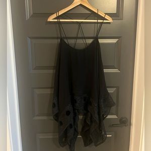 Fabrik Boho Strappy Tank with Lace Cutout Detail